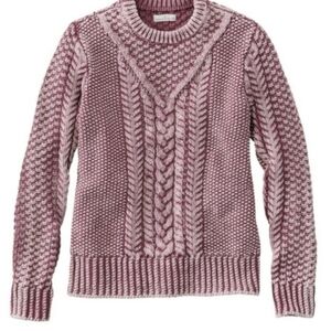 L.L. Bean Signature Cable Knit Sweater  Cotton Bordeax Size Large 511816